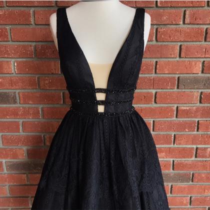 Little Black Dress,black Lace Homecoming Dress,..