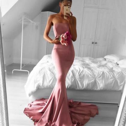 Strapless Evening Dress,simple Prom Dress,mermaid..