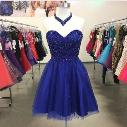 Royal Blue Homecoming Dress,sweetheart Prom Short..