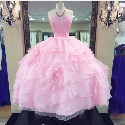 Strapless Ball Gowns,pink Quinceanera..