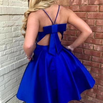 Royal Blue Homecoming Dresses,bow Back Cocktail..