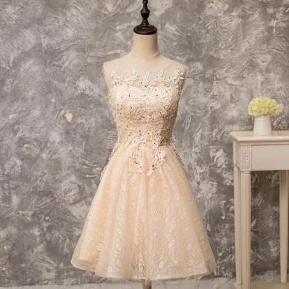 Lace Homecoming Dresses,short Bridesmaid Dress,cap..