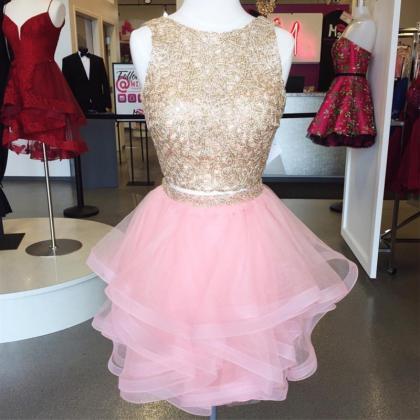 Two Piece Homecoming Dresses,ruffle Homecoming..