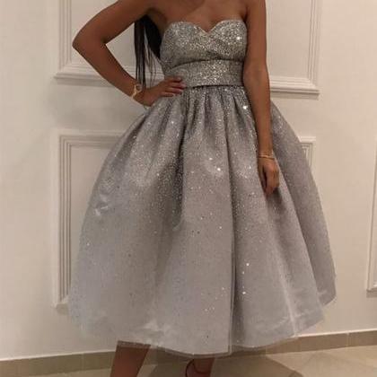 Bling Bling Sequins Ball Gowns,silver Homecoming..