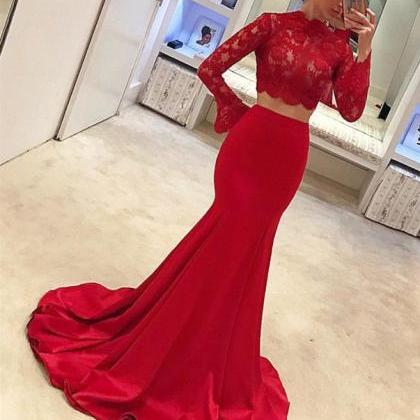 Long Sleeves Prom Dresses,two Piece Prom..
