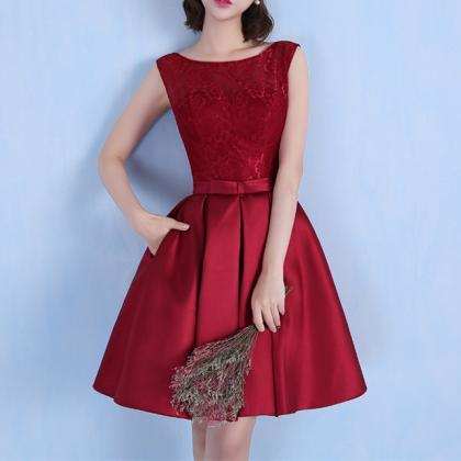Burgundy Lace Cap Sleeves Open Back Homecoming..