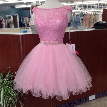 Pink Homecoming Dress,tulle Prom Short..