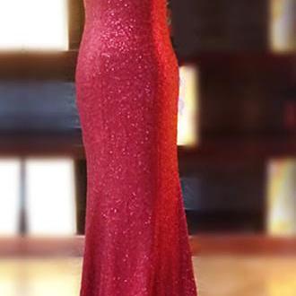 Bateau Neck Cap Sleeve Burgundy Sequin Sheath Maxi Bridesmaid Dresses main image 1