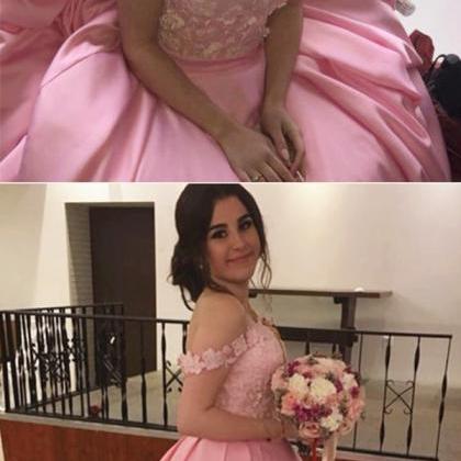 pink ball gowns,off the shoulder prom dress,prom dresses 2019,ball gowns quinceanera dresses