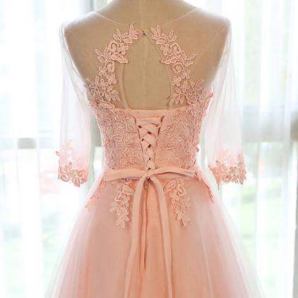 Pink Long Chiffon A-line Evening Gown Featuring..