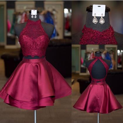 Burgundy Homecoming Dresses,two Piece Prom..