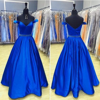 Royal Blue Prom Dresses,Long Satin ..