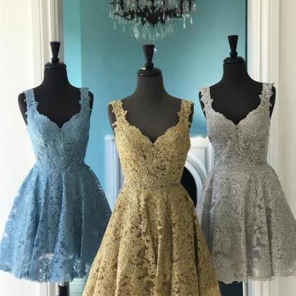 Elegant Lace Homecoming Dresses,Sho..