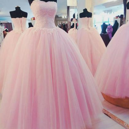 Pink Tulle Ball Gowns,prom Dresses..