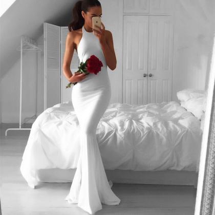 White Prom Dress,long Mermaid Dress,white Evening..
