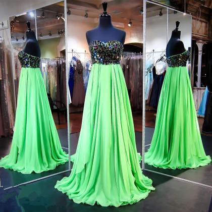 Green Prom Dresses,long Formal Dresses,elegant..