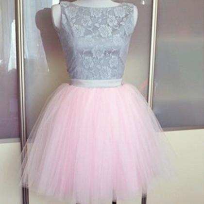 Chic Lace Top Bow Back Short Tulle ..