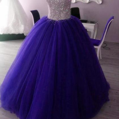 Fully Crystal Beaded Sweetheart Organza Ball Gowns..