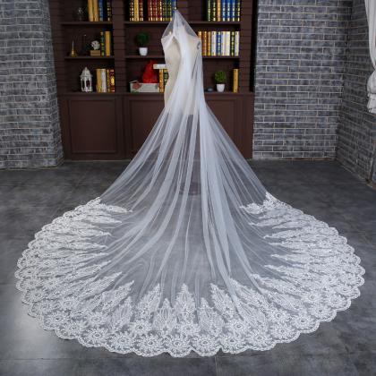 Elegant Lace Edge 4 Meters White Cathedral Wedding..
