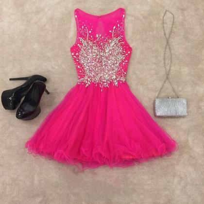 Chic Prom Dresses,short Prom Gowns,pink Homecoming..