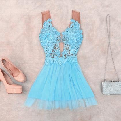 Turquoise Party Dresses,lace Beaded Homecoming..
