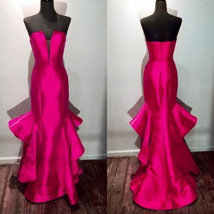 Strapless Prom Dress,long Satin Prom Gowns,mermaid..