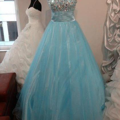 Sequin Beaded Sweetheart Mint Ice Organza Prom..
