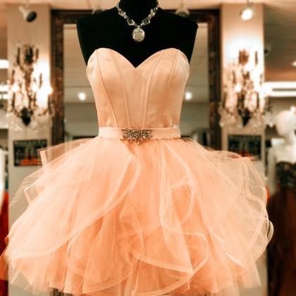Sweetheart Prom Dress Short,ruffles Homecoming..