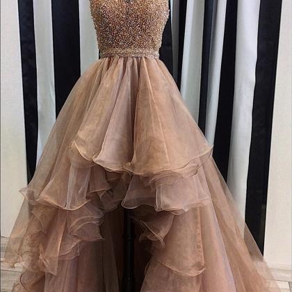 sequins beaded prom dress,organza p..
