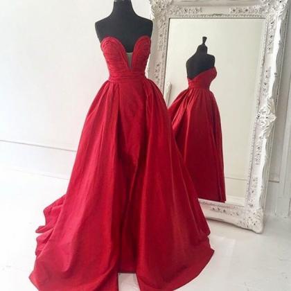 Red Prom Dress,taffeta Prom Gowns,long Prom..