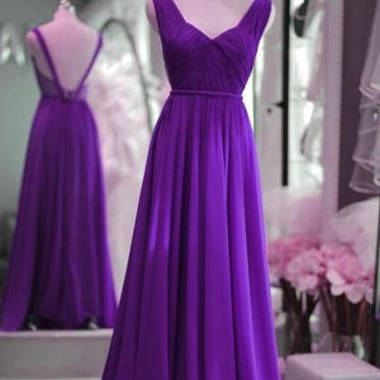 Elegant Evening Dress, V Neck Prom Gowns,pleated..