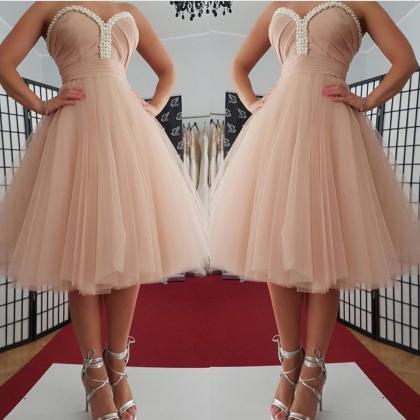 pink homecoming dress,short prom dr..