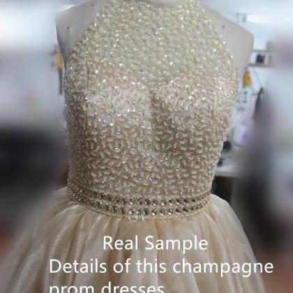 Champagne High Low Tulle Prom Dress Featuring..