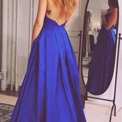 Open Back Dress,royal Blue Prom Dress,long Party..