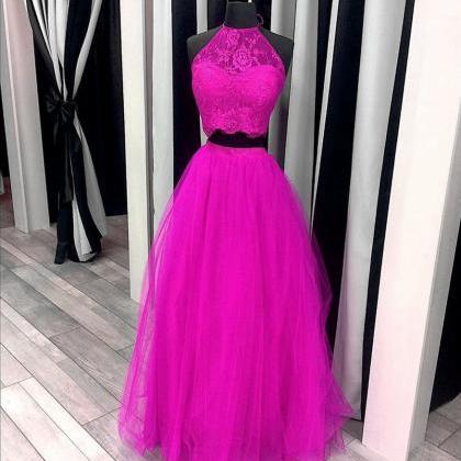 Pink Prom Dress,ball Gowns Prom Dresses,two Piece..