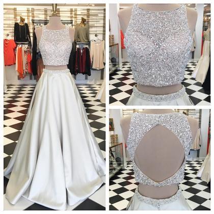 Two Piece Prom Dress,ball Gowns Dress,open Back..