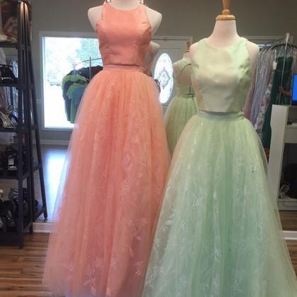 Two Piece Prom Dresses,2 Piece Prom Dresses,coral..