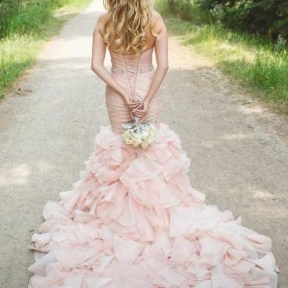 Pink Wedding Dresses,mermaid Wedding..