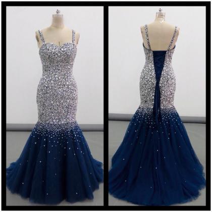Crystal Prom Dresses,mermaid Evening Gowns,long..