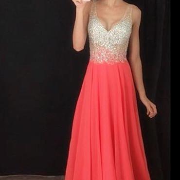 Coral Prom Dress,chiffon Evening Dress,elegant..