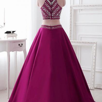 Two Pieces Prom Dress ,brilliant Purple With..