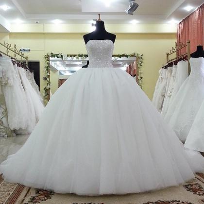 Strapless Sequins Beading Corset Wedding Dresses..