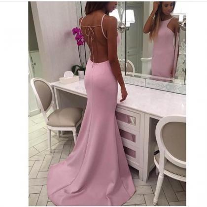 mermaid prom dresses,pink prom gown..