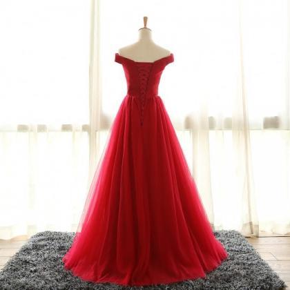 Red Prom Dress,off The Shoulder Prom Dresses,tulle..