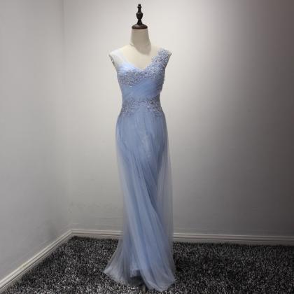 Light Blue Bridesmaid Dresses,tulle Evening..