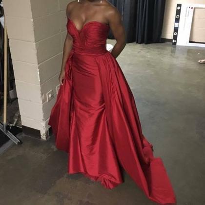 Red Prom Dress,satin Prom Gowns,mermaid Evening..