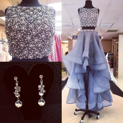 Beaded Prom Dress,two Piece Prom Dress,2 Piece..