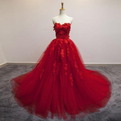 Ball Gowns Wedding Dresses,sweetheart Dress,red..