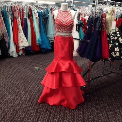 Two Piece Prom Dress,mermaid Prom Dress,halter..