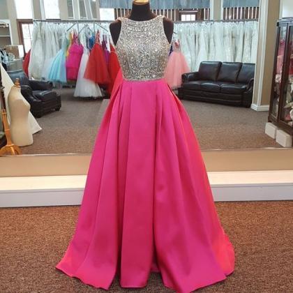 Pink Prom Dress,satin Evening Gowns,long Prom..
